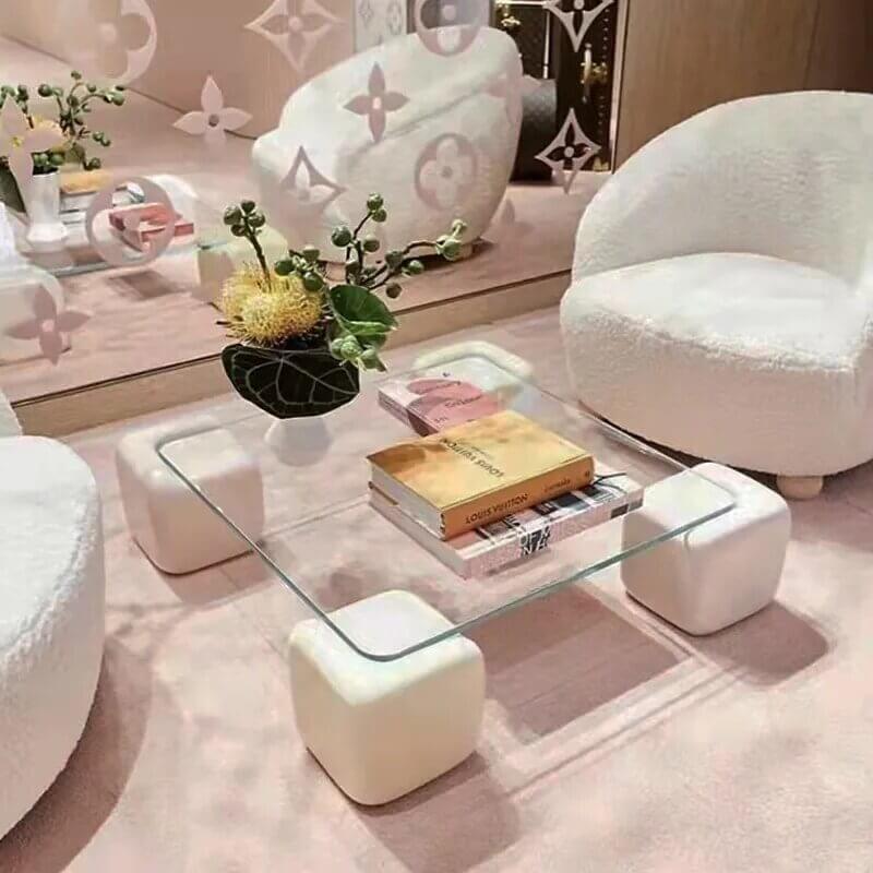 Crystal Clear Pine Wood Square Coffee Table-MinimalisticDecor.com