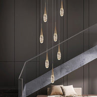 Crystal Cones Staircase Chandelier – Luxurious LED Pendant for Elegant Interiors-MinimalisticDecor.com