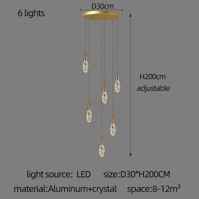 Crystal Cones Staircase Chandelier – Luxurious LED Pendant for Elegant Interiors-MinimalisticDecor.com