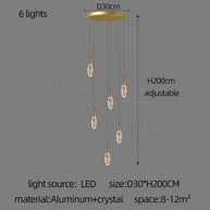 Crystal Cones Staircase Chandelier – Luxurious LED Pendant for Elegant Interiors-MinimalisticDecor.com