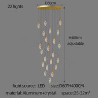 Crystal Cones Staircase Chandelier – Luxurious LED Pendant for Elegant Interiors-MinimalisticDecor.com