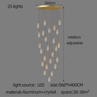 Crystal Cones Staircase Chandelier – Luxurious LED Pendant for Elegant Interiors-MinimalisticDecor.com