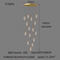 Crystal Cones Staircase Chandelier – Luxurious LED Pendant for Elegant Interiors-MinimalisticDecor.com