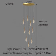 Crystal Cones Staircase Chandelier – Luxurious LED Pendant for Elegant Interiors-MinimalisticDecor.com