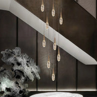 Crystal Cones Staircase Chandelier – Luxurious LED Pendant for Elegant Interiors-MinimalisticDecor.com