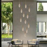 Crystal Cones Staircase Chandelier – Luxurious LED Pendant for Elegant Interiors-MinimalisticDecor.com