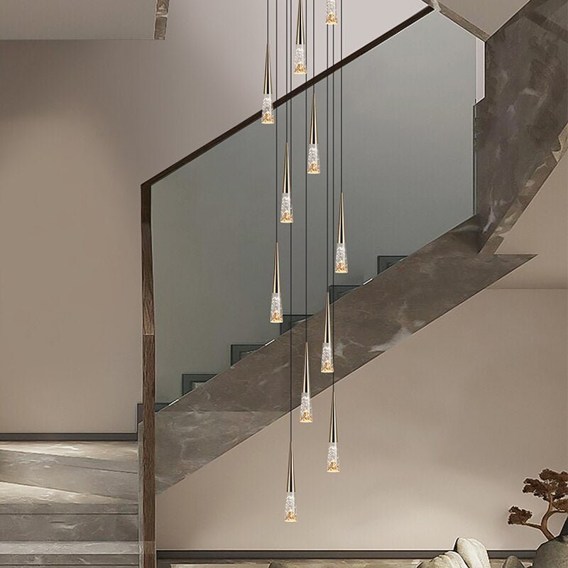 Crystal Cones Staircase Chandelier - Stunning Ambiance-MinimalisticDecor.com