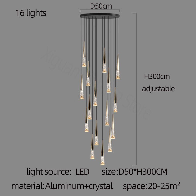 Crystal Cones Staircase Chandelier - Stunning Ambiance-MinimalisticDecor.com