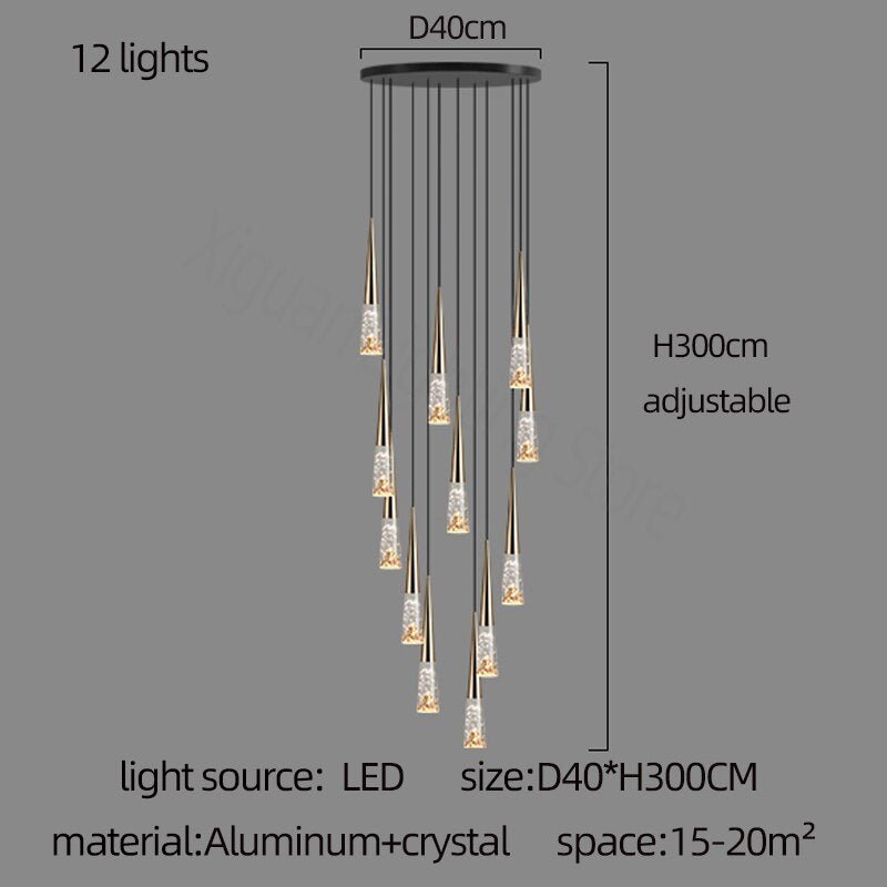 Crystal Cones Staircase Chandelier - Stunning Ambiance-MinimalisticDecor.com