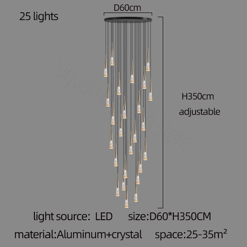 Crystal Cones Staircase Chandelier - Stunning Ambiance-MinimalisticDecor.com