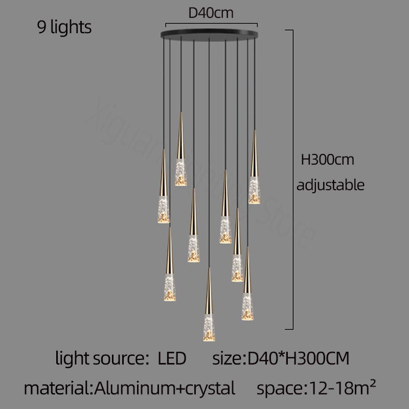 Crystal Cones Staircase Chandelier - Stunning Ambiance-MinimalisticDecor.com