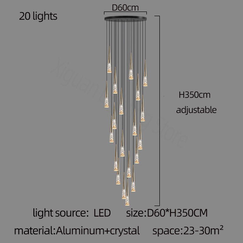 Crystal Cones Staircase Chandelier - Stunning Ambiance-MinimalisticDecor.com