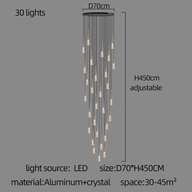 Crystal Cones Staircase Chandelier - Stunning Ambiance-MinimalisticDecor.com