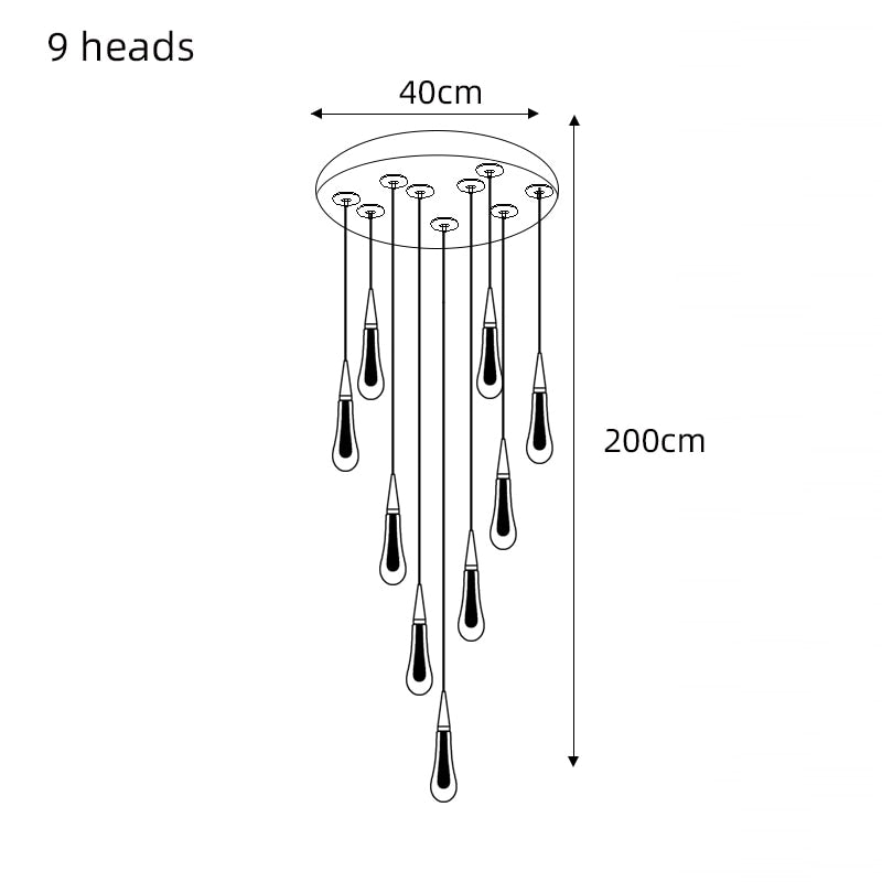 Crystal Drops Staircase Chandelier: Elegant Lighting-MinimalisticDecor.com