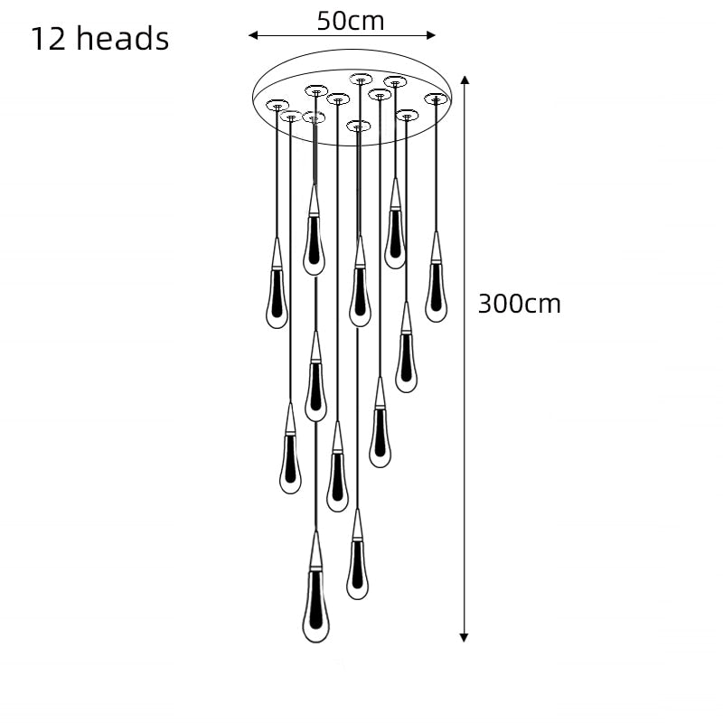 Crystal Drops Staircase Chandelier: Elegant Lighting-MinimalisticDecor.com