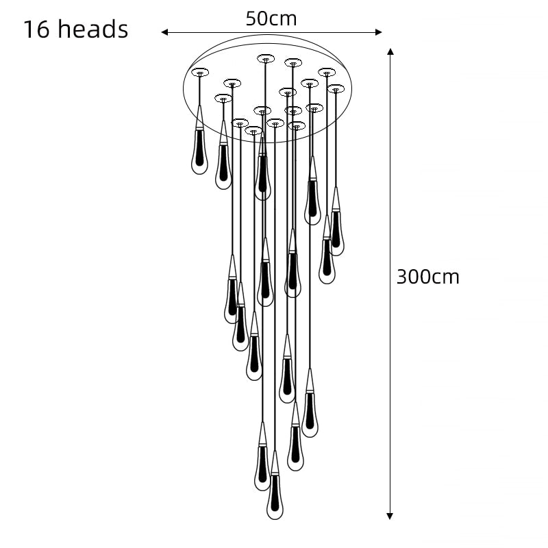 Crystal Drops Staircase Chandelier: Elegant Lighting-MinimalisticDecor.com