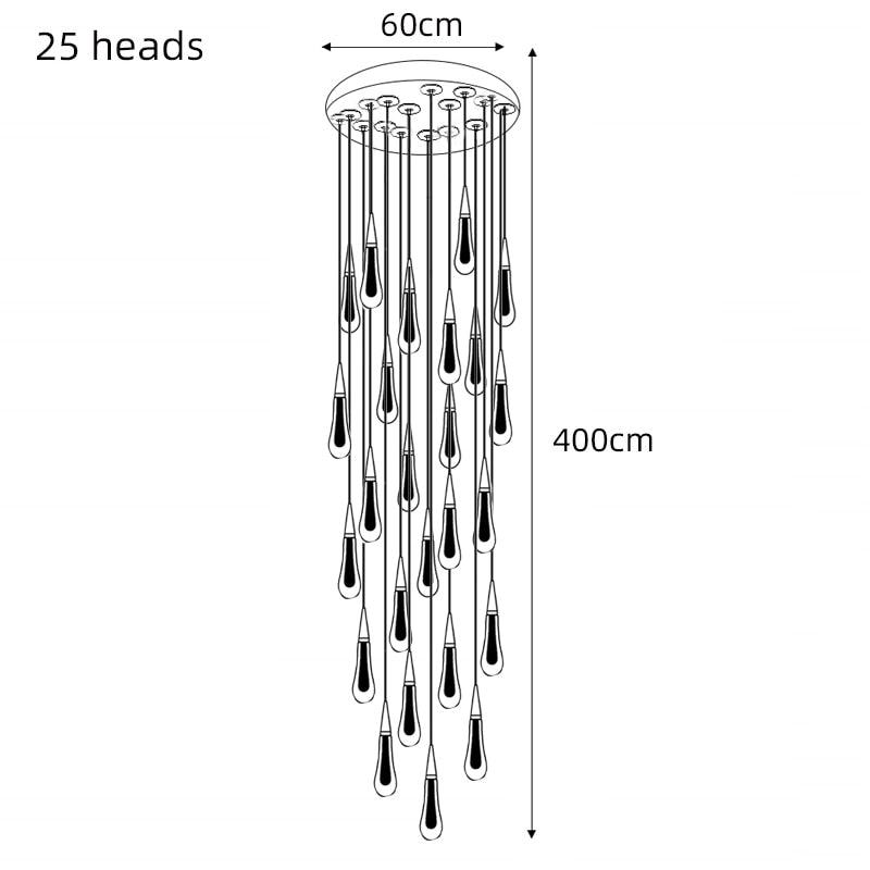 Crystal Drops Staircase Chandelier: Elegant Lighting-MinimalisticDecor.com