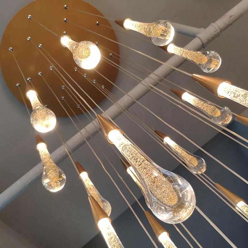 Crystal Drops Staircase Chandelier: Elegant Lighting-MinimalisticDecor.com