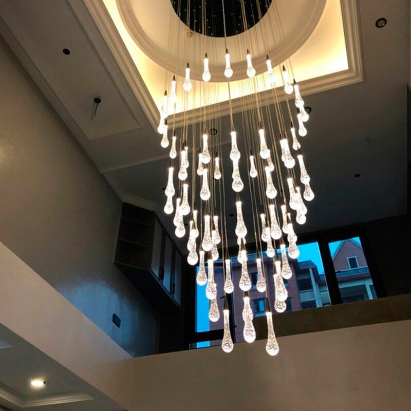 Crystal Drops Staircase Chandelier: Elegant Lighting-MinimalisticDecor.com
