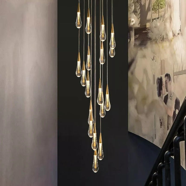 Crystal Drops Staircase Chandelier: Elegant Lighting-MinimalisticDecor.com