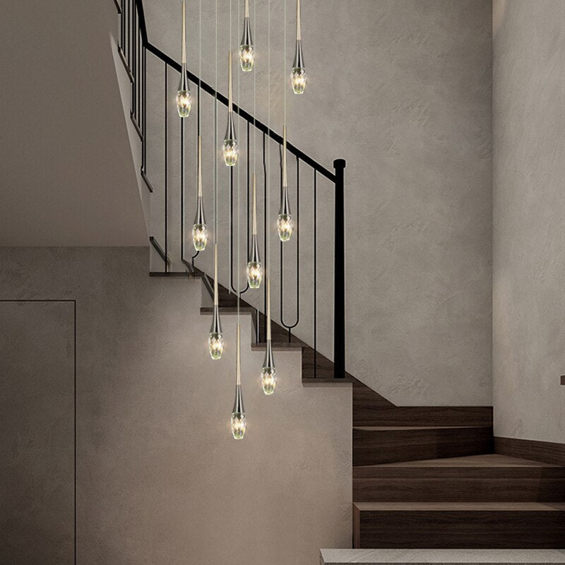 Crystal Drops Staircase Chandelier - Exquisite Home Lighting-MinimalisticDecor.com