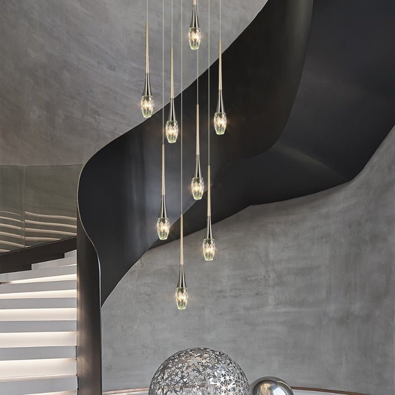 Crystal Drops Staircase Chandelier - Exquisite Home Lighting-MinimalisticDecor.com