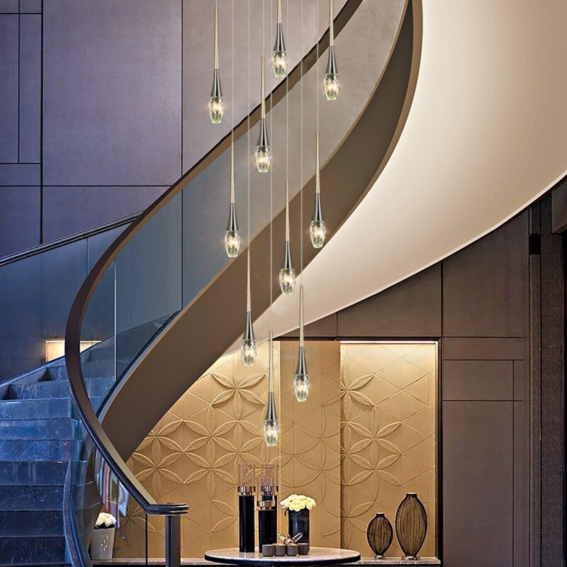 Crystal Drops Staircase Chandelier - Exquisite Home Lighting-MinimalisticDecor.com