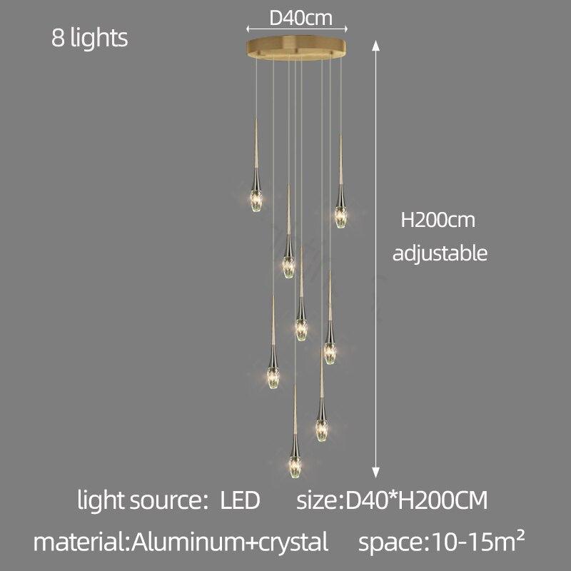 Crystal Drops Staircase Chandelier - Exquisite Home Lighting-MinimalisticDecor.com