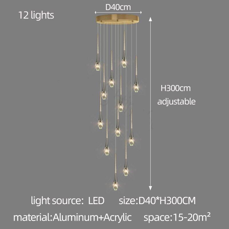 Crystal Drops Staircase Chandelier - Exquisite Home Lighting-MinimalisticDecor.com