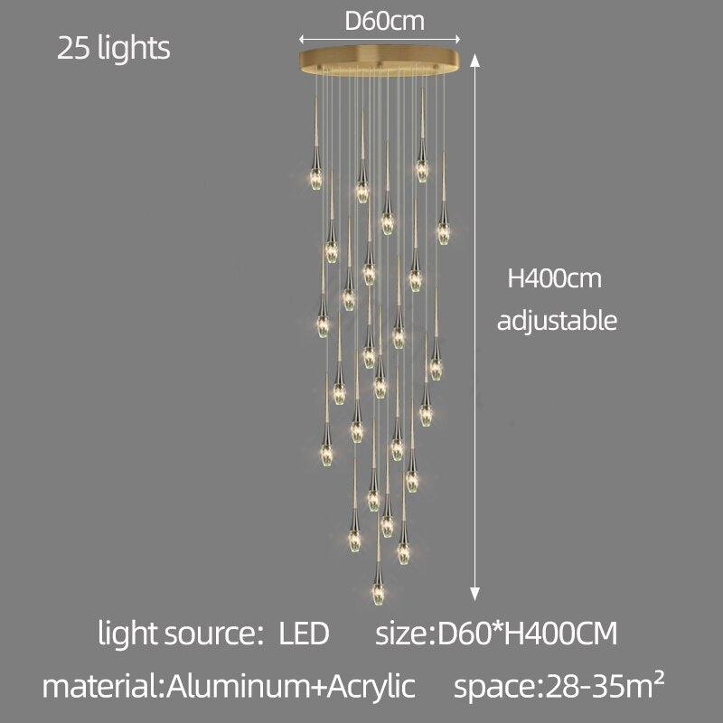 Crystal Drops Staircase Chandelier - Exquisite Home Lighting-MinimalisticDecor.com