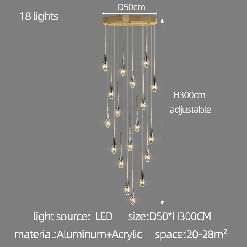 Crystal Drops Staircase Chandelier - Exquisite Home Lighting-MinimalisticDecor.com