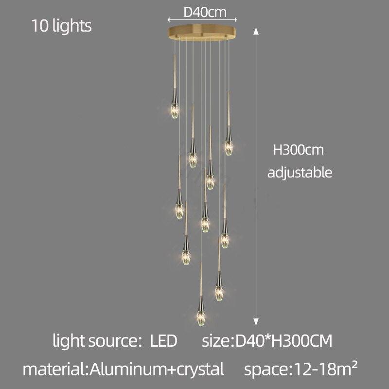 Crystal Drops Staircase Chandelier - Exquisite Home Lighting-MinimalisticDecor.com