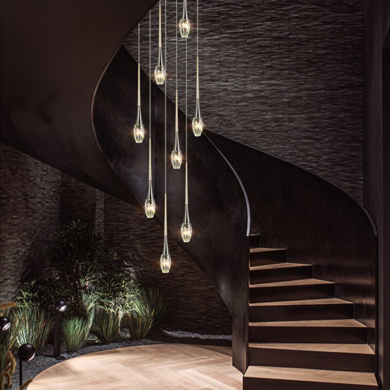 Crystal Drops Staircase Chandelier - Exquisite Home Lighting-MinimalisticDecor.com
