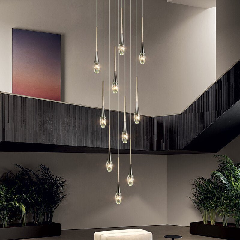 Crystal Drops Staircase Chandelier - Exquisite Home Lighting-MinimalisticDecor.com