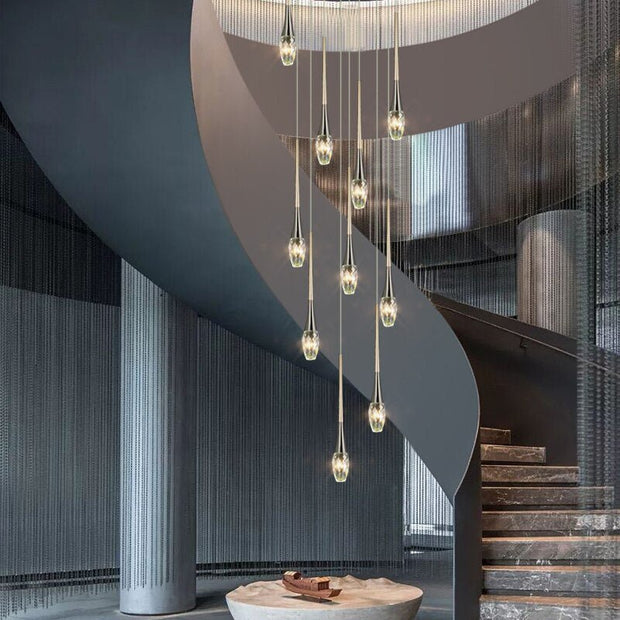 Crystal Drops Staircase Chandelier - Exquisite Home Lighting-MinimalisticDecor.com