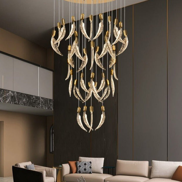 Crystal Feather Chandelier - Exquisite Lighting Décor-MinimalisticDecor.com