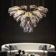 Crystal Glass Petals Chandelier: Elegant Lighting Fixtures-MinimalisticDecor.com