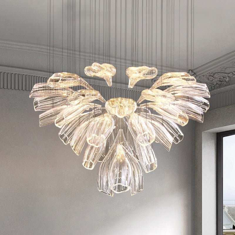 Crystal Glass Petals Chandelier: Elegant Lighting Fixtures-MinimalisticDecor.com