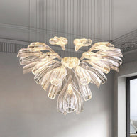 Crystal Glass Petals Chandelier: Elegant Lighting Fixtures-MinimalisticDecor.com