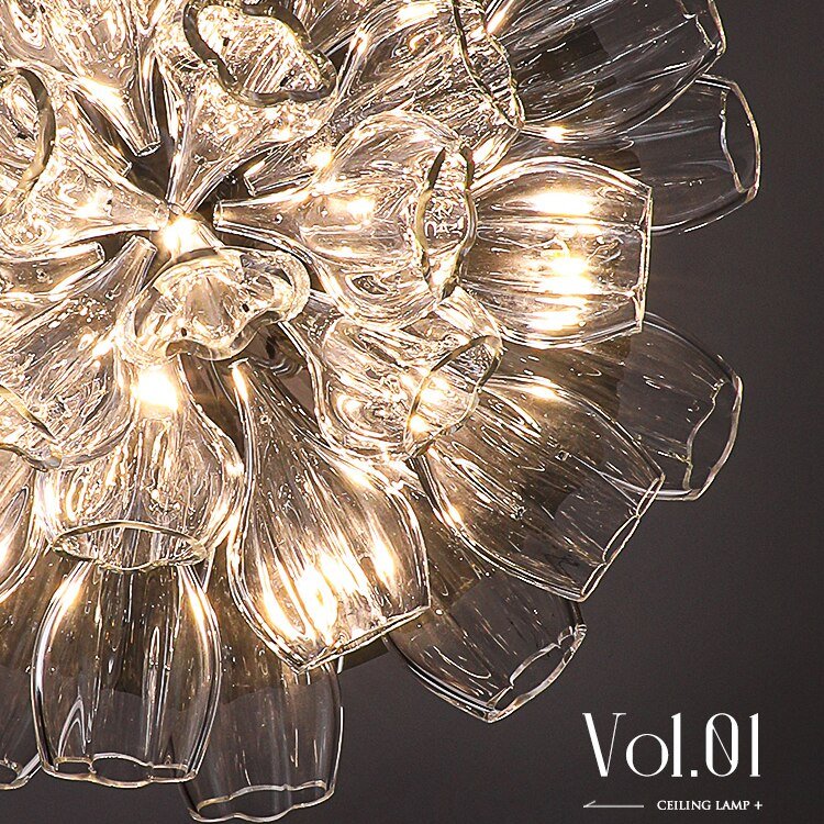 Crystal Glass Petals Chandelier: Elegant Lighting Fixtures-MinimalisticDecor.com