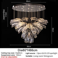 Crystal Glass Petals Chandelier: Elegant Lighting Fixtures-MinimalisticDecor.com