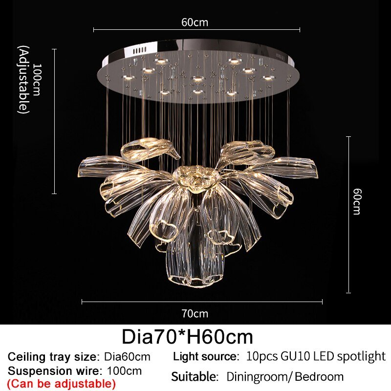 Crystal Glass Petals Chandelier: Elegant Lighting Fixtures-MinimalisticDecor.com