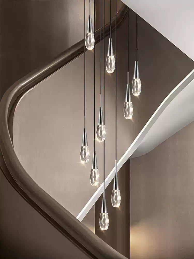 Crystal K9 Drops Staircase Chandelier – Luxury Pendant Light-MinimalisticDecor.com