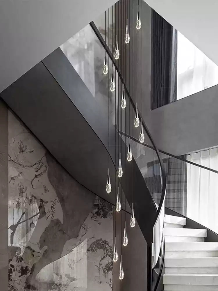 Crystal K9 Drops Staircase Chandelier – Luxury Pendant Light-MinimalisticDecor.com