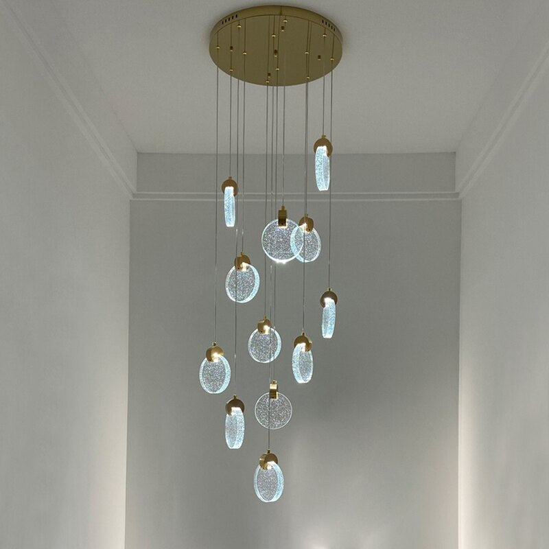 Crystal Rings Staircase Chandelier – Premium LED Pendant Light-MinimalisticDecor.com
