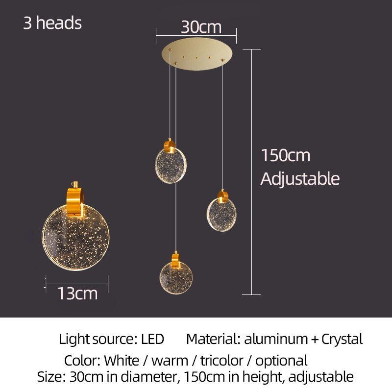 Crystal Rings Staircase Chandelier – Premium LED Pendant Light-MinimalisticDecor.com