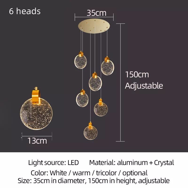 Crystal Rings Staircase Chandelier – Premium LED Pendant Light-MinimalisticDecor.com
