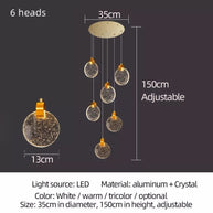 Crystal Rings Staircase Chandelier – Premium LED Pendant Light-MinimalisticDecor.com
