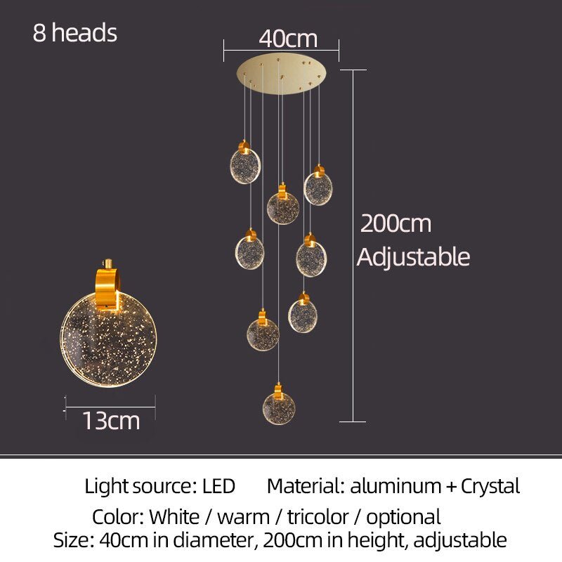 Crystal Rings Staircase Chandelier – Premium LED Pendant Light-MinimalisticDecor.com
