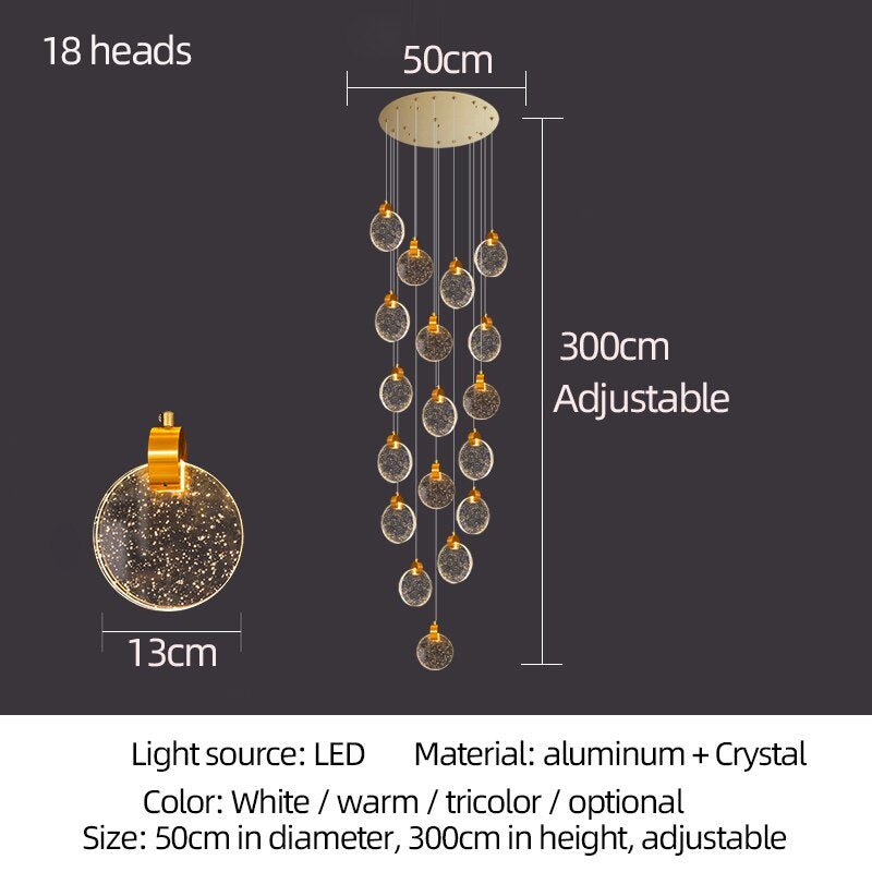 Crystal Rings Staircase Chandelier – Premium LED Pendant Light-MinimalisticDecor.com
